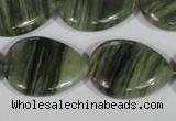 CGH57 15.5 inches 22*30mm flat teardrop green hair stone beads