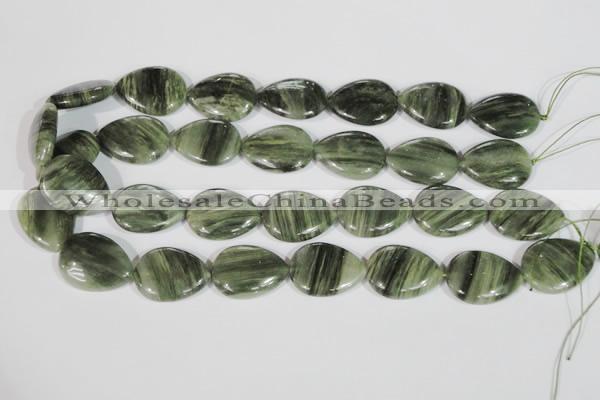 CGH57 15.5 inches 22*30mm flat teardrop green hair stone beads