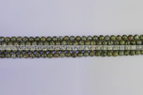 CGJ350 15.5 inches 4mm round green bee jasper beads wholesale