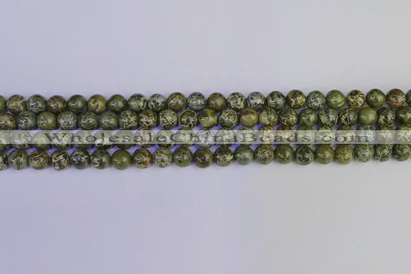 CGJ351 15.5 inches 6mm round green bee jasper beads wholesale