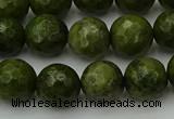 CGJ463 15.5 inches 10mm faceted round green jasper beads wholesale