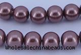 CGL123 10PCS 16 inches 6mm round dyed glass pearl beads wholesale