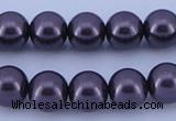 CGL132 10PCS 16 inches 4mm round dyed glass pearl beads wholesale