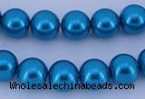 CGL252 10PCS 16 inches 4mm round dyed glass pearl beads wholesale