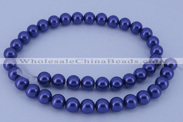 CGL267 5PCS 16 inches 14mm round dyed glass pearl beads wholesale