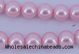 CGL302 10PCS 16 inches 4mm round dyed glass pearl beads wholesale