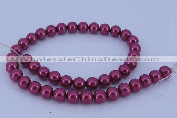 CGL316 5PCS 16 inches 12mm round dyed glass pearl beads wholesale