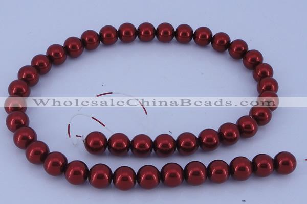 CGL322 10PCS 16 inches 4mm round dyed glass pearl beads wholesale