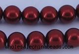 CGL325 5PCS 16 inches 10mm round dyed glass pearl beads wholesale