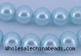 CGL342 10PCS 16 inches 4mm round dyed glass pearl beads wholesale