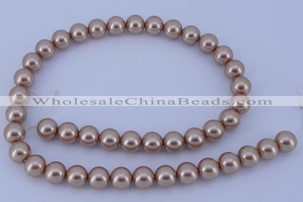 CGL354 10PCS 16 inches 8mm round dyed glass pearl beads wholesale