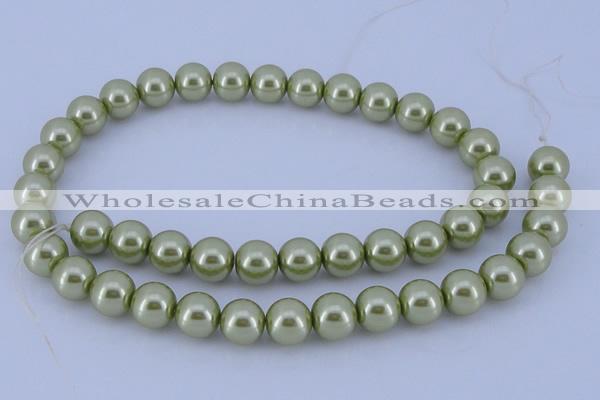 CGL362 10PCS 16 inches 4mm round dyed glass pearl beads wholesale