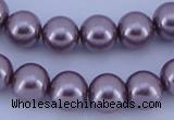 CGL384 10PCS 16 inches 8mm round dyed glass pearl beads wholesale