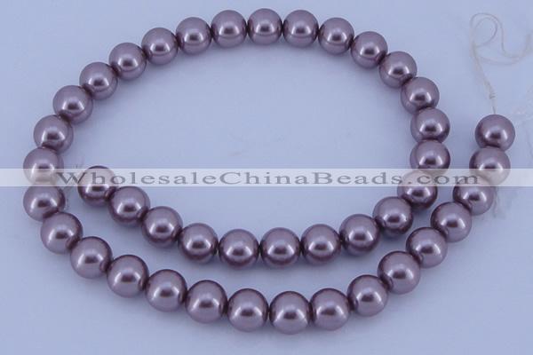 CGL385 5PCS 16 inches 10mm round dyed glass pearl beads wholesale