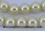 CGL82 10PCS 16 inches 4mm round dyed glass pearl beads wholesale