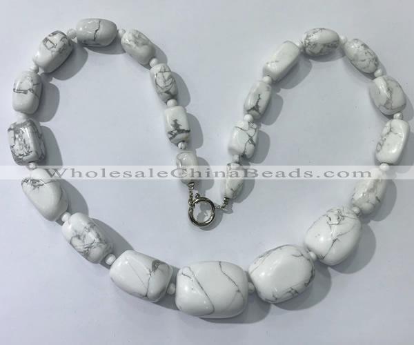 CGN122 22 inches 10*14mm - 20*30mm nuggets white howlite necklaces