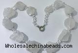 CGN140 19.5 inches 10*14mm - 20*30mm nuggets white crystal necklaces