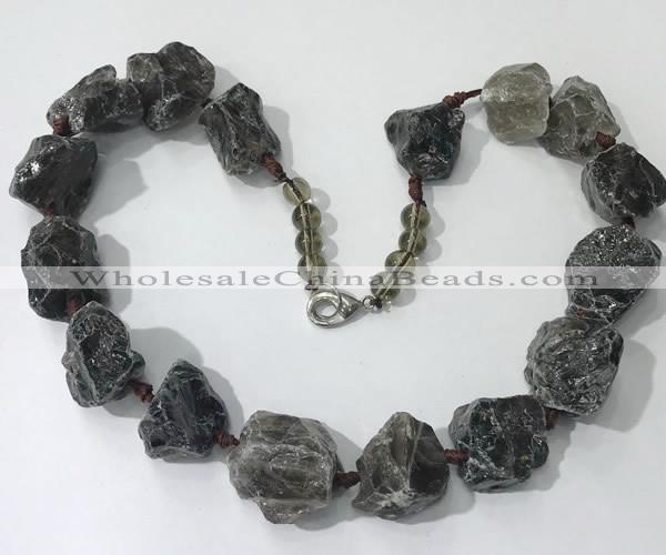 CGN143 19.5 inches 10*14mm - 20*30mm nuggets smoky quartz necklaces