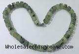 CGN175 20 inches 7*12mm - 9*12mm tyre matte prehnite necklaces