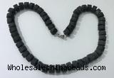 CGN181 20 inches 7*12mm - 9*12mm tyre matte smoky quartz necklaces