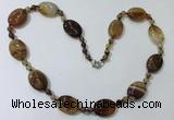 CGN216 22 inches 6mm round & 18*25mm oval agate necklaces