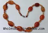 CGN218 22 inches 6mm round & 18*25mm oval agate necklaces