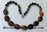 CGN252 20.5 inches 8mm round & 18*25mm oval agate necklaces