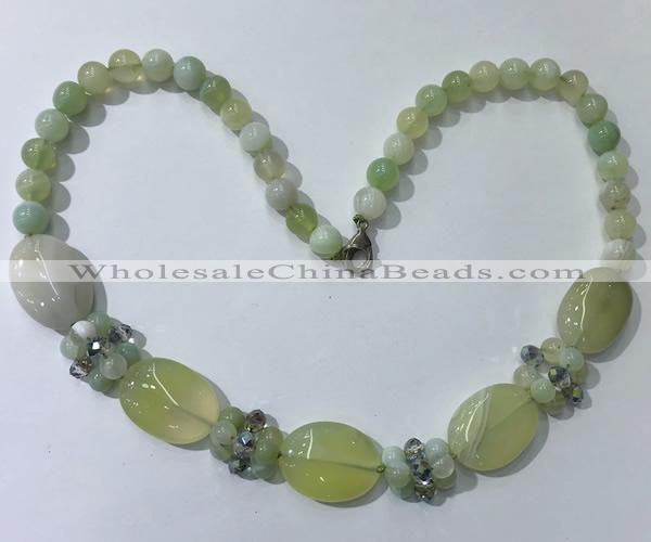 CGN276 18.5 inches 8mm round & 18*25mm oval agate beaded necklaces