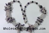 CGN302 27.5 inches chinese crystal & mixed quartz beaded necklaces