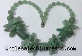 CGN336 20.5 inches chinese crystal & green aventurine beaded necklaces