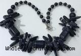 CGN340 20.5 inches chinese crystal & blue goldstone beaded necklaces