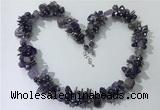 CGN403 19.5 inches chinese crystal & amethyst chips beaded necklaces