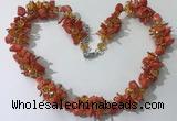 CGN418 19.5 inches chinese crystal & coral chips beaded necklaces