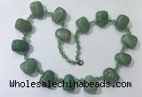 CGN442 21.5 inches freeform green aventurine beaded necklaces