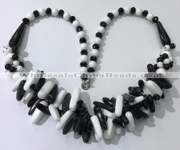 CGN468 22 inches chinese crystal & mixed gemstone beaded necklaces