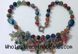 CGN488 21.5 inches chinese crystal & striped agate beaded necklaces