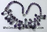 CGN503 21 inches chinese crystal & amethyst beaded necklaces