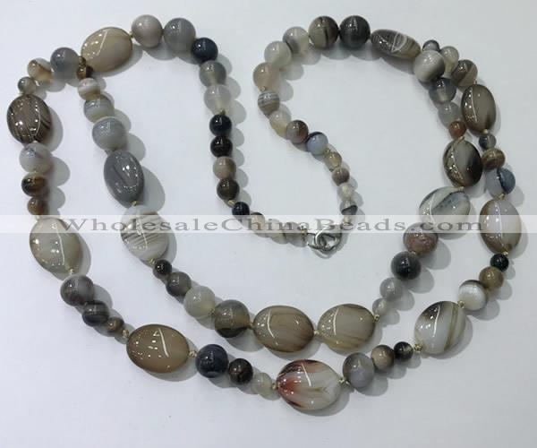 CGN548 23.5 inches striped agate gemstone beaded necklaces