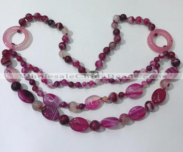 CGN598 23.5 inches striped agate gemstone beaded necklaces