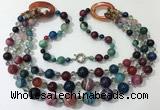 CGN643 24 inches chinese crystal & striped agate beaded necklaces