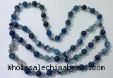 CGN656 22 inches chinese crystal & striped agate beaded necklaces