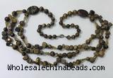 CGN686 23.5 inches chinese crystal & yellow tiger eye beaded necklaces