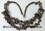 CGN702 22.5 inches chinese crystal & yellow tiger eye beaded necklaces