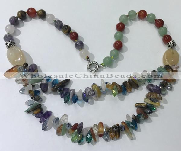 CGN703 22.5 inches chinese crystal & mixed gemstone beaded necklaces