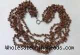 CGN731 19.5 inches stylish 6 rows goldstone chips necklaces