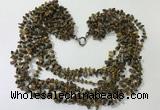 CGN747 19.5 inches stylish 8 rows yellow tiger eye chips necklaces