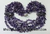 CGN756 20 inches stylish 6 rows amethyst chips necklaces