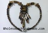 CGN816 19.5 inches chinese crystal & yellow tiger eye statement necklaces