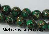 CGO103 15.5 inches 10mm round gold green color stone beads