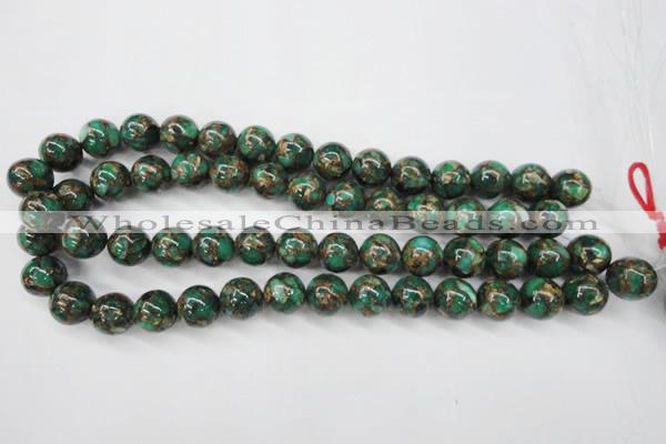 CGO107 15.5 inches 18mm round gold green color stone beads